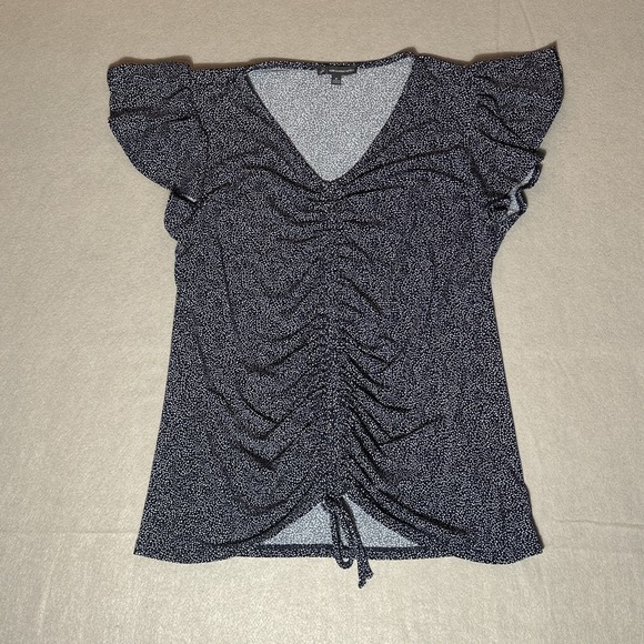 Tops - Adrianna Papell Women's Short Flowy Sleeve Ruched Front V Neck Blouse